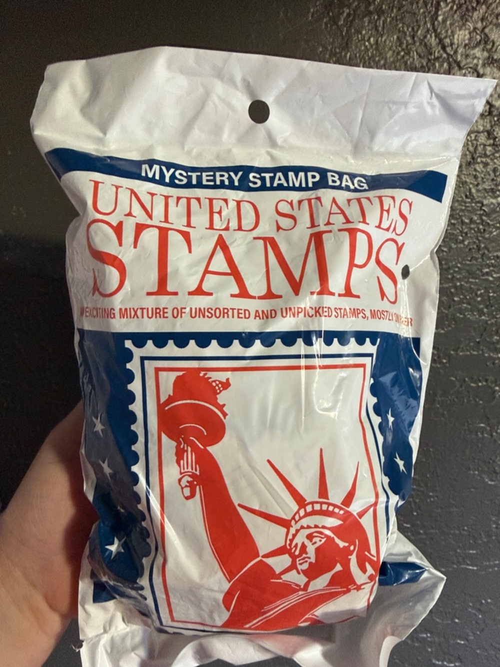 United States Stamps Mystery Stamp Bag - Red, White & Blue